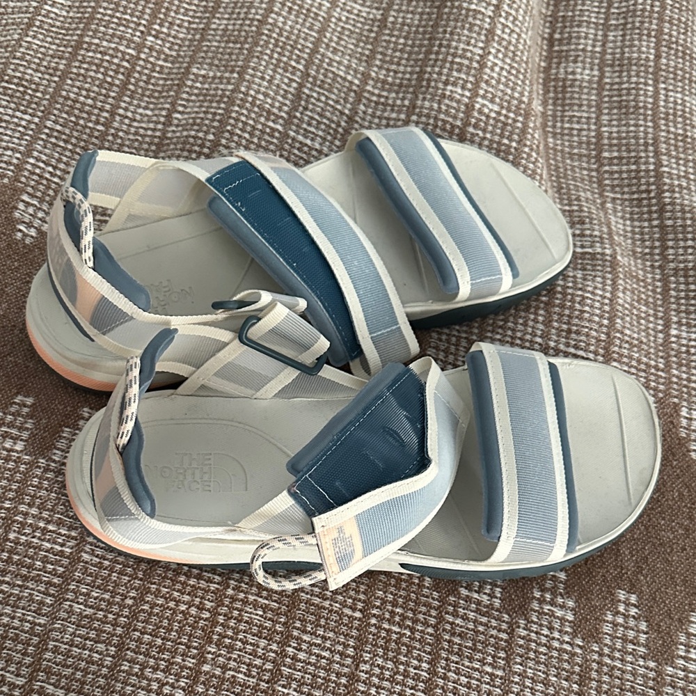 The North Face Gray and Blue Striped Sandals
